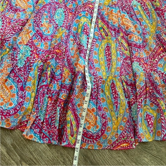 Lauren Ralph Lauren Red/Blue/Mulit-color Paisley Tiered Cotton Maxi Skirt. MED. - Picture 6 of 11